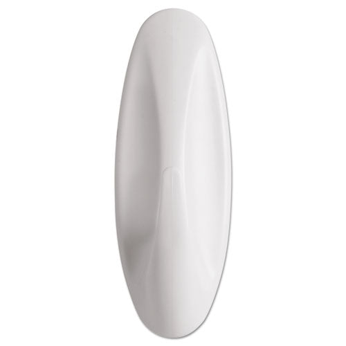 Image of Command General Purpose Hooks, Large, Plastic, White, 5 lb Capacity, 1 Hook and 2 Strips/Pack