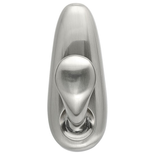Image of Command All Weather Hooks and Strips, Large, Metal, Brushed Nickel, 5 lb Capacity, 1 Hook and 2 Strips