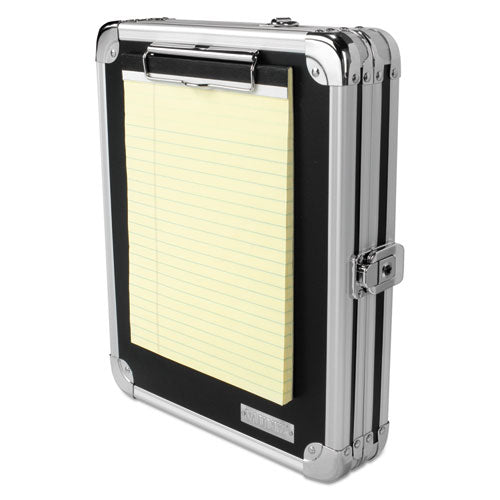 Image of Vaultz® Locking Storage Clipboard, 0.38" Clip Capacity, Holds 8.5 x 11 Sheets, Black/Chrome