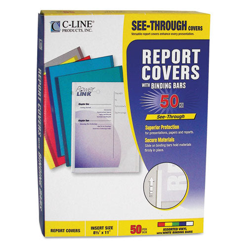 Image of C-Line® Vinyl Report Covers, 0.13" Capacity, 8.5 X 11, Clear/assorted, 50/box