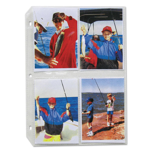 Image of C-Line® Clear Photo Pages for Eight 3.5 x 5 Photos, 3-Hole Punched, 11.25 x 8.13, 50/Box