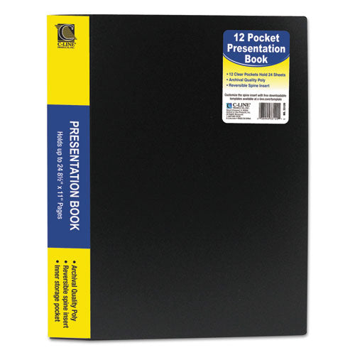 Image of C-Line® Bound Sheet Protector Presentation Book, 12 Letter-Size Sleeves, Black