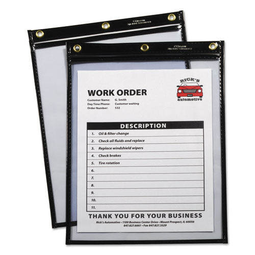 Image of C-Line® Heavy-Duty Super Heavyweight Plus Stitched Shop Ticket Holders, Clear/Black, 9 X 12, 15/Box