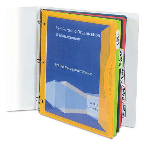 Image of C-Line® Binder Pocket With Write-On Index Tabs, 9.88 X 11.38, Assorted, 5/set