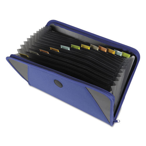 Image of C-Line® Expanding File with Zipper Closure, 2" Expansion, 13 Sections, Zipper Closure, 1/12-Cut Tabs, Letter Size, Blue