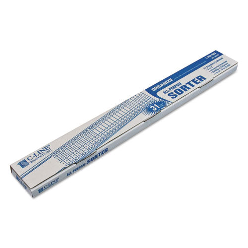 Image of C-Line® Plastic Indexed Sorter, 31 Dividers, Alpha/Numeric/Month/Date/Day Index, Letter Size, Blue Frame