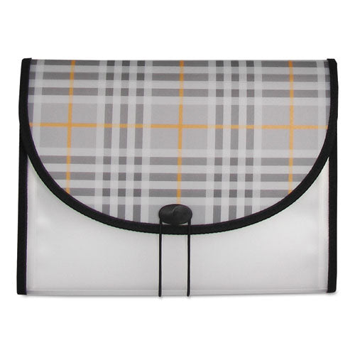 Image of C-Line® Plaid Design Expanding Files, 1.5" Expansion, 13 Sections, Cord/Hook Closure, 1/6-Cut Tabs, Letter Size, Gray Plaid