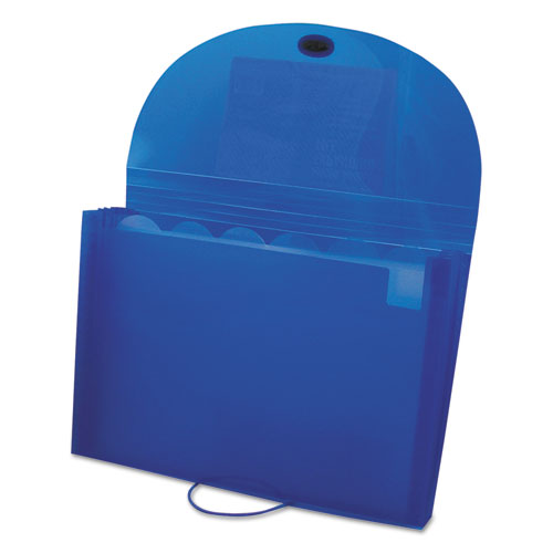 Image of C-Line® Expanding Files, 1.63" Expansion, 7 Sections, Cord/Hook Closure, 1/6-Cut Tabs, Letter Size, Blue