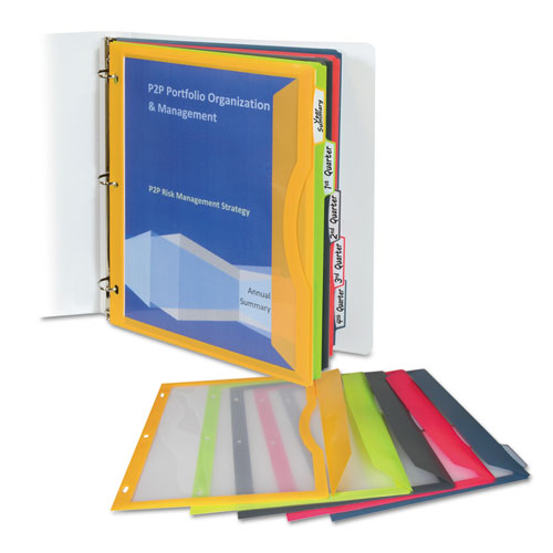 Image of C-Line® Binder Pocket With Write-On Index Tabs, 9.88 X 11.38, Assorted, 5/set