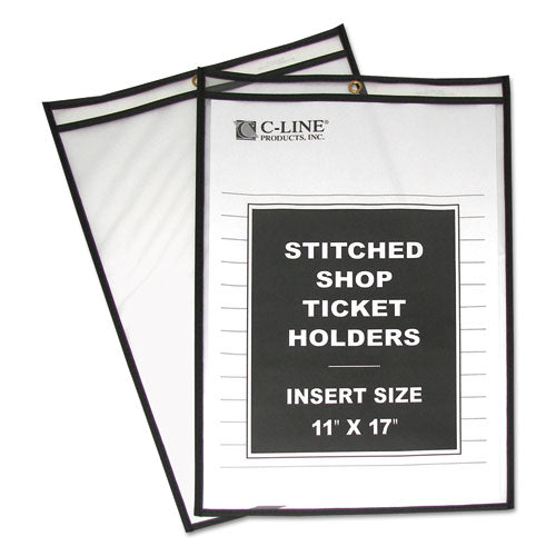 Image of C-Line® Shop Ticket Holders, Stitched, Both Sides Clear, 75", 11 X 17, 25/box