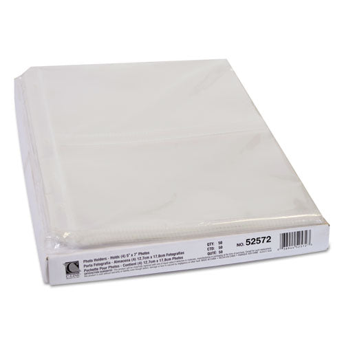 Image of C-Line® Clear Photo Pages for Four 5 x 7 Photos, 3-Hole Punched, 11.25 x 8.13, 50/Box
