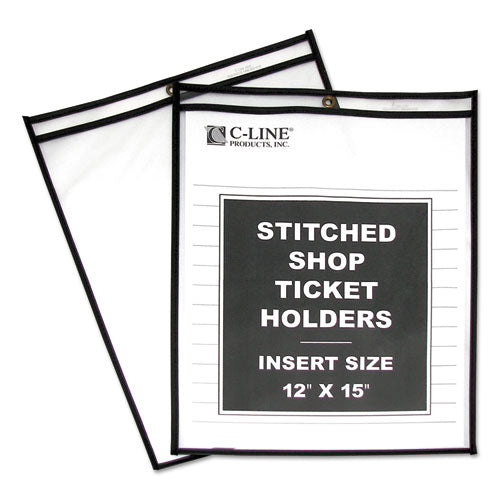 Image of C-Line® Shop Ticket Holders, Stitched, Both Sides Clear, 75", 12 X 15, 25/bx