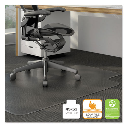 Image of Alera® Moderate Use Studded Chair Mat For Low Pile Carpet, 45 X 53, Wide Lipped, Clear