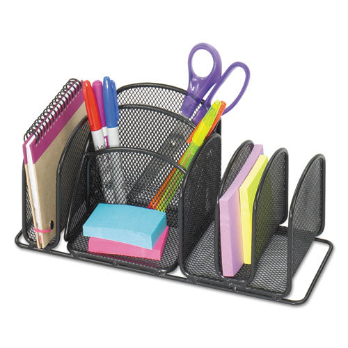 Image of Safco® Deluxe Organizer, 6 Compartments, Steel, 12.5 x 5.25 x 5.25, Black