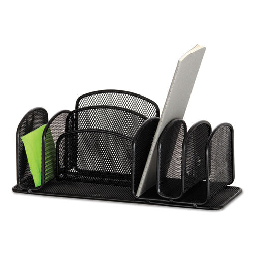 Image of Safco® Deluxe Organizer, 6 Compartments, Steel, 12.5 x 5.25 x 5.25, Black