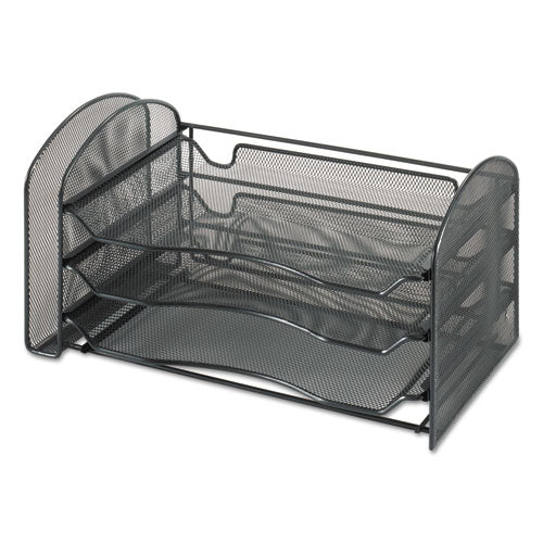 Image of Safco® Mesh Desk Organizer, 1 Vertical/3 Horizontal Sections, Steel Mesh, 16.25 x 9 x 8, Black