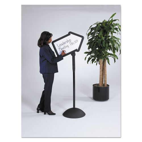 Image of Safco® WriteWay Two-Sided Dry Erase Standing Message Sign, White 25.5" x 17.75" Arrow Surface, Black Frame, 25.5" x 17.75" x 64.25"