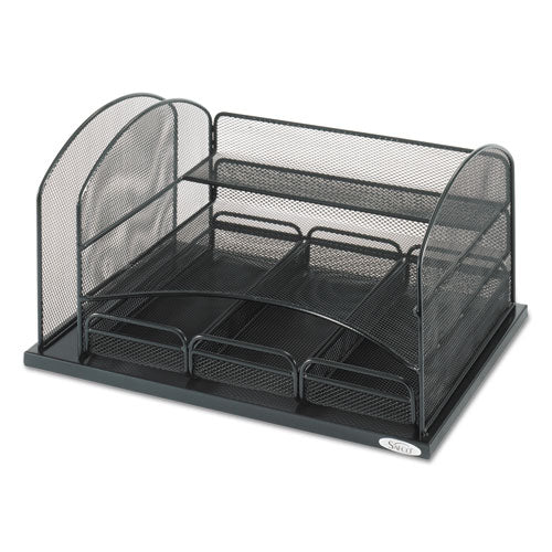 Image of Safco® Onyx Organizer with 3 Drawers, 6 Compartments, Steel, 16 x 11.5 x 8.25, Black