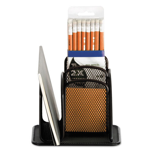 Image of Safco® Onyx Mesh Mini Organizer, 3 Compartments, Steel, 6 x 5.25 x 5.25, Black