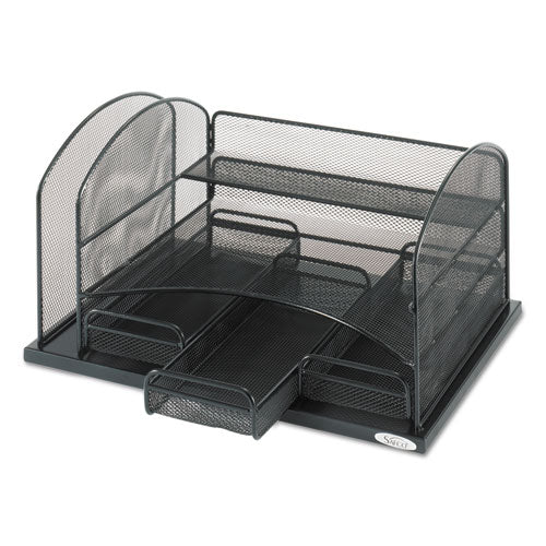 Image of Safco® Onyx Organizer with 3 Drawers, 6 Compartments, Steel, 16 x 11.5 x 8.25, Black