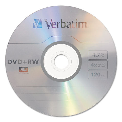 Image of Verbatim® Dvd+rw Rewritable Disc, 4.7 Gb, 4x, Spindle, Silver, 30/pack