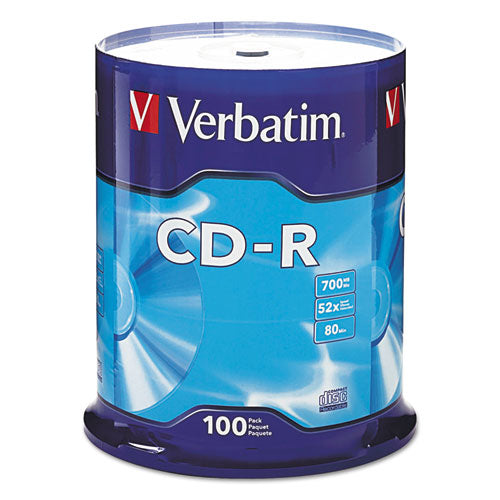 Image of Verbatim® Cd-R Recordable Disc, 700 Mb/80 Min, 52x, Spindle, Silver, 100/pack