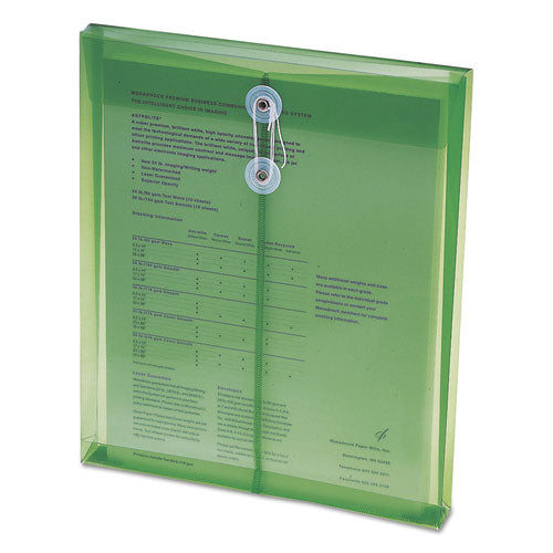 Image of Smead Poly String and Button Interoffice Envelopes, Open-End (Vertical), 9.75 x 11.63, Transparent Green, 5/Pack