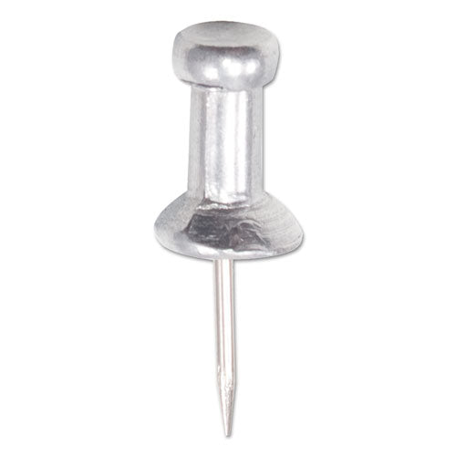 Image of GEM® Aluminum Head Push Pins, Aluminum, Silver, 0.38", 100/Box