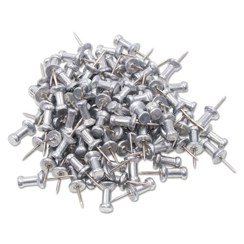 Image of GEM® Aluminum Head Push Pins, Aluminum, Silver, 0.38", 100/Box