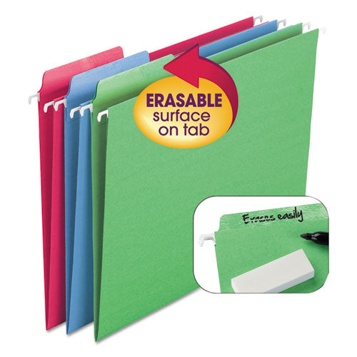Image of Smead Erasable Folders, Letter Size, 1/3-Cut Tabs, Assorted Colors, 18/Box