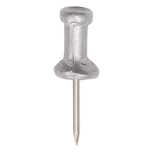 Image of GEM® Aluminum Head Push Pins, Aluminum, Silver, 0.5", 100/Box