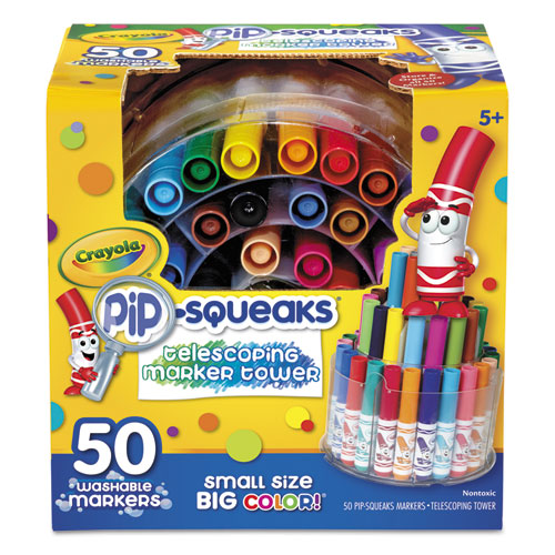 Image of Crayola® Pip-Squeaks Telescoping Marker Tower, Medium Bullet Tip, Assorted Colors, 50/pack