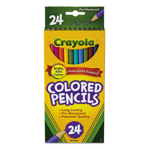 Image of Crayola® Long-Length Colored Pencil Set, 3.3 mm, 2B, Assorted Lead and Barrel Colors, 24/Pack