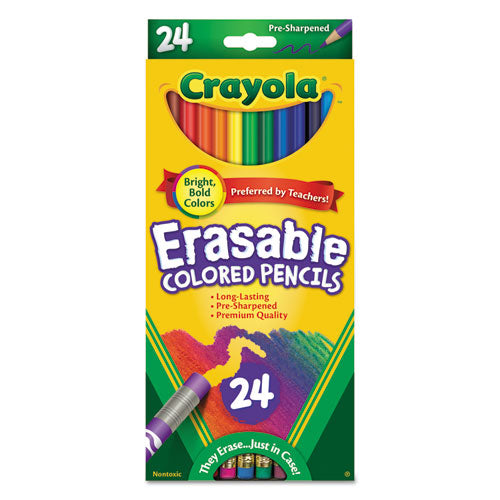 Image of Crayola® Erasable Color Pencil Set, 3.3 mm, 2B, Assorted Lead and Barrel Colors, 24/Pack