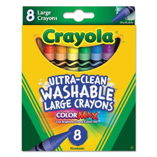 Image of Crayola® Ultra-Clean Washable Crayons, Large, 8 Colors/box