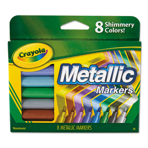 Image of Crayola® Metallic Markers, Medium Bullet Tip, Assorted Colors, 8/set