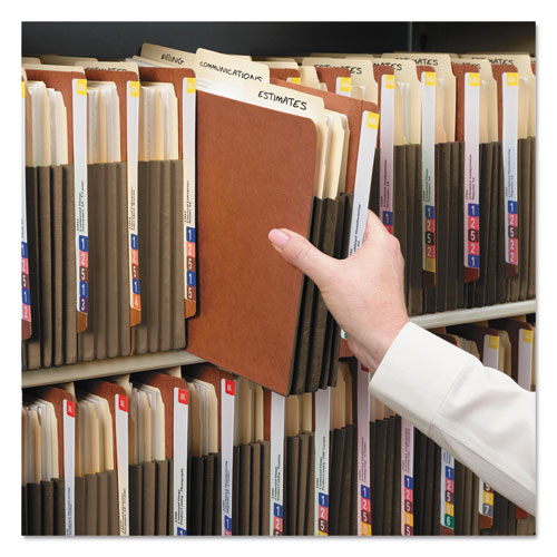 Image of Smead Redrope Drop-Front End Tab File Pockets, Fully Lined 6.5" High Gussets, 3.5" Expansion, Letter Size, Redrope/Brown, 10/Box