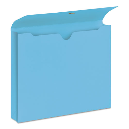 Image of Smead Expanding Wallet with Elastic Cord, 2" Expansion, 1 Section, Elastic Cord Closure, Letter Size, Blue, 10/Box