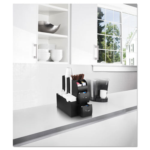 Image of Mind Reader Coffee Condiment Caddy Organizer, 10 Compartments, 5.4 x 11 x 12.6, Black