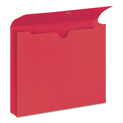 Image of Smead Expanding Wallet with Elastic Cord, 2" Expansion, 1 Section, Elastic Cord Closure, Letter Size, Red, 10/Box