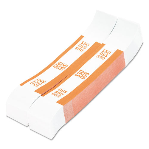 Image of Pap-R Products Currency Straps, Orange, $50 In Dollar Bills, 1000 Bands/pack