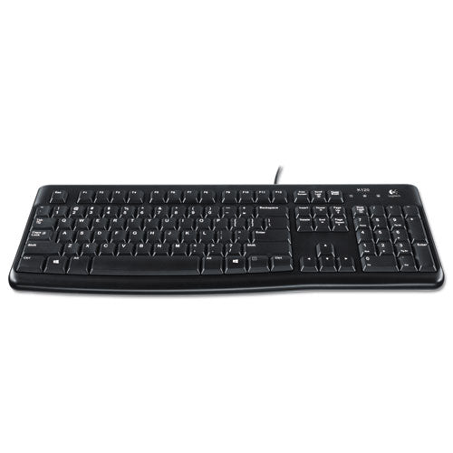Image of Logitech® K120 Ergonomic Desktop Wired Keyboard, Usb, Black