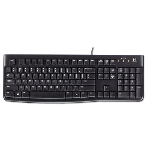 Image of Logitech® K120 Ergonomic Desktop Wired Keyboard, Usb, Black
