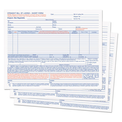 Image of TOPS Hazardous Material Short Form, Three-Part Carbonless, 7 x 8.5, 50 Forms Total
