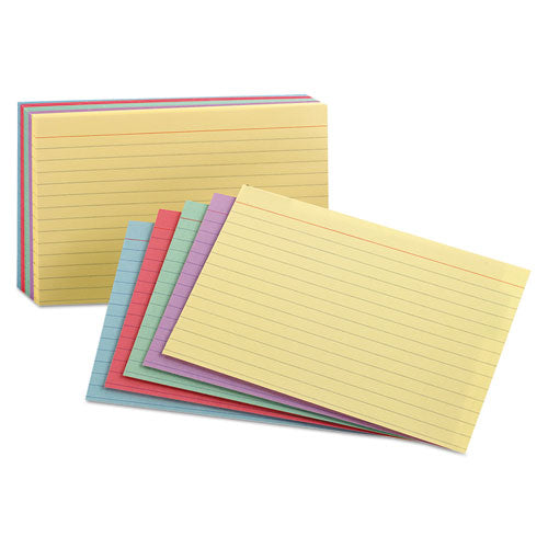 Image of Oxford Ruled Index Cards, 3 X 5, Blue/violet/canary/green/cherry, 100/pack