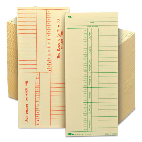 Image of TOPS Time Clock Cards, Replacement For K14-15, Two Sides, 3.38 X 8.25, 500/box