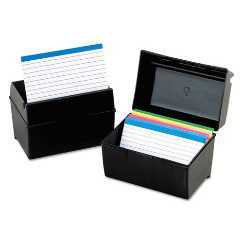 Image of Oxford Plastic Index Card File, Holds 400 4 X 6 Cards, 6.5 X 4.78 X 5.25, Black