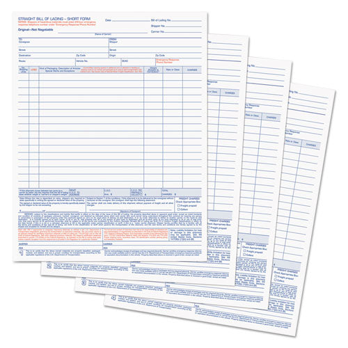 Image of TOPS Bill of Lading, Four-Part Carbonless, 8.5 x 11, 50 Forms Total