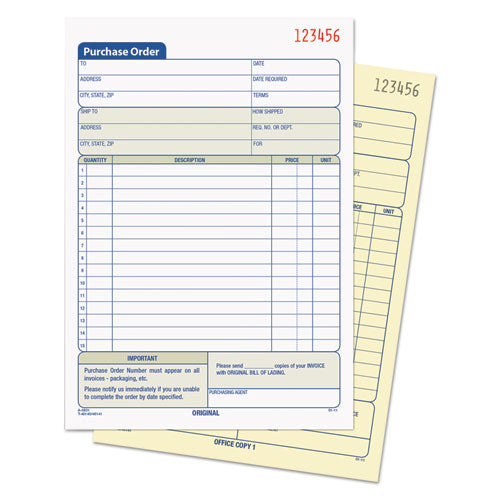 Image of TOPS Purchase Order Book, 12 Lines, Two-Part Carbonless, 5.56 x 8.44, 50 Forms Total