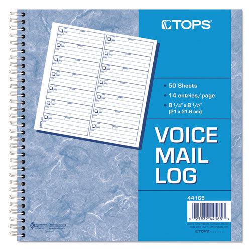Image of TOPS Voice Mail Message Book, One-Part (No Copies), 4 x 1.14, 14 Forms/Sheet, 1,400 Forms Total
